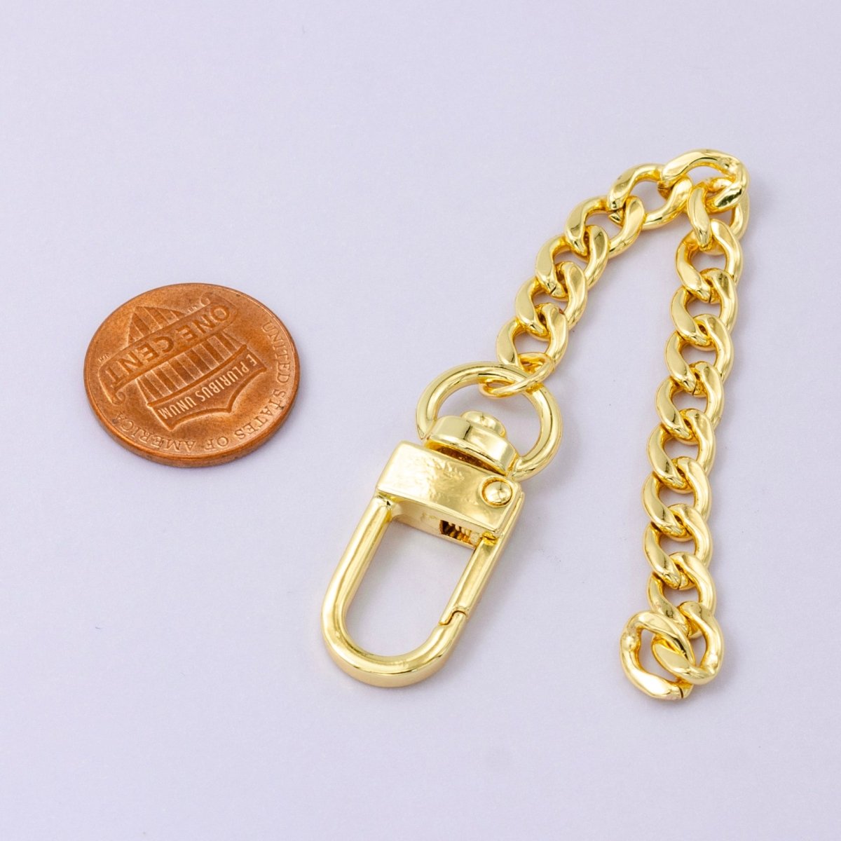 24K Gold Filled Curb Chain Bag Purse Charm Swivel Keychain Findings | WA - 2747 - DLUXCA