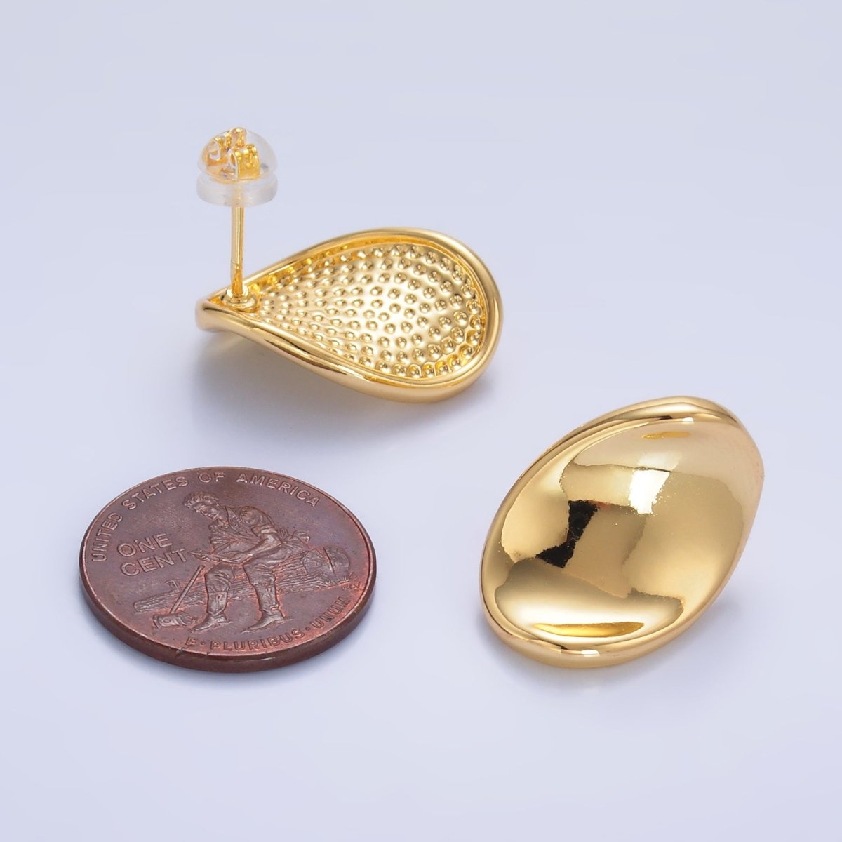 24K Gold Filled Curved Oval Stud Earrings in Gold & Silver | AB919 AB921 - DLUXCA