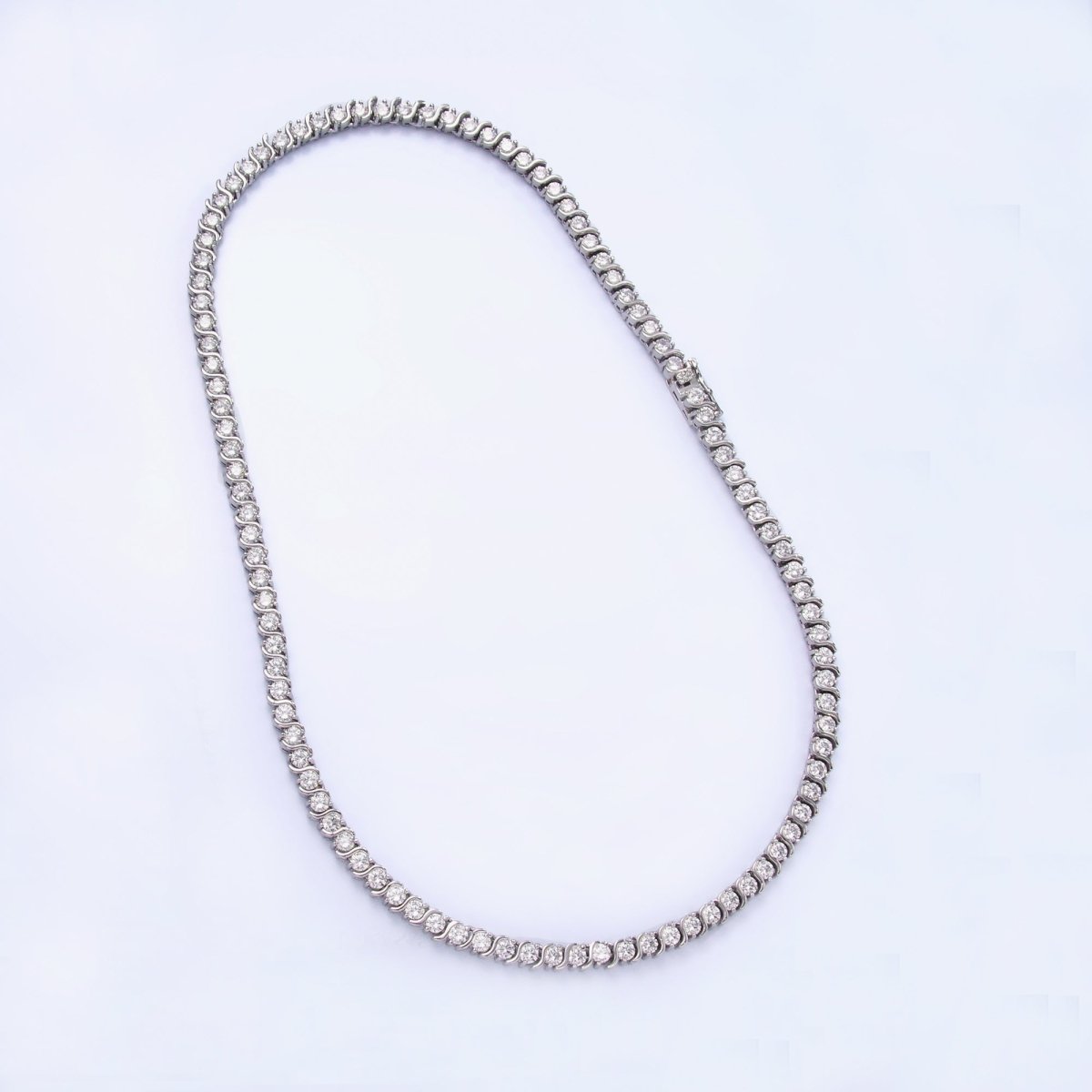 24K Gold Filled Curved S - Link Tennis Chain 16 Inch Necklace in Gold & Silver | WA - 3028 WA - 3029 - DLUXCA