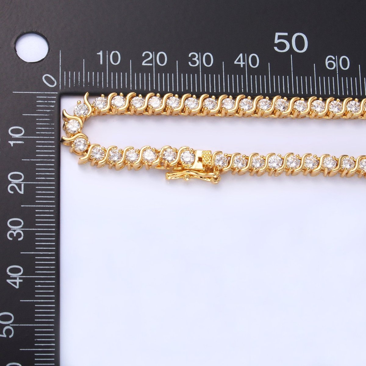 24K Gold Filled Curved S - Link Tennis Chain 16 Inch Necklace in Gold & Silver | WA - 3028 WA - 3029 - DLUXCA