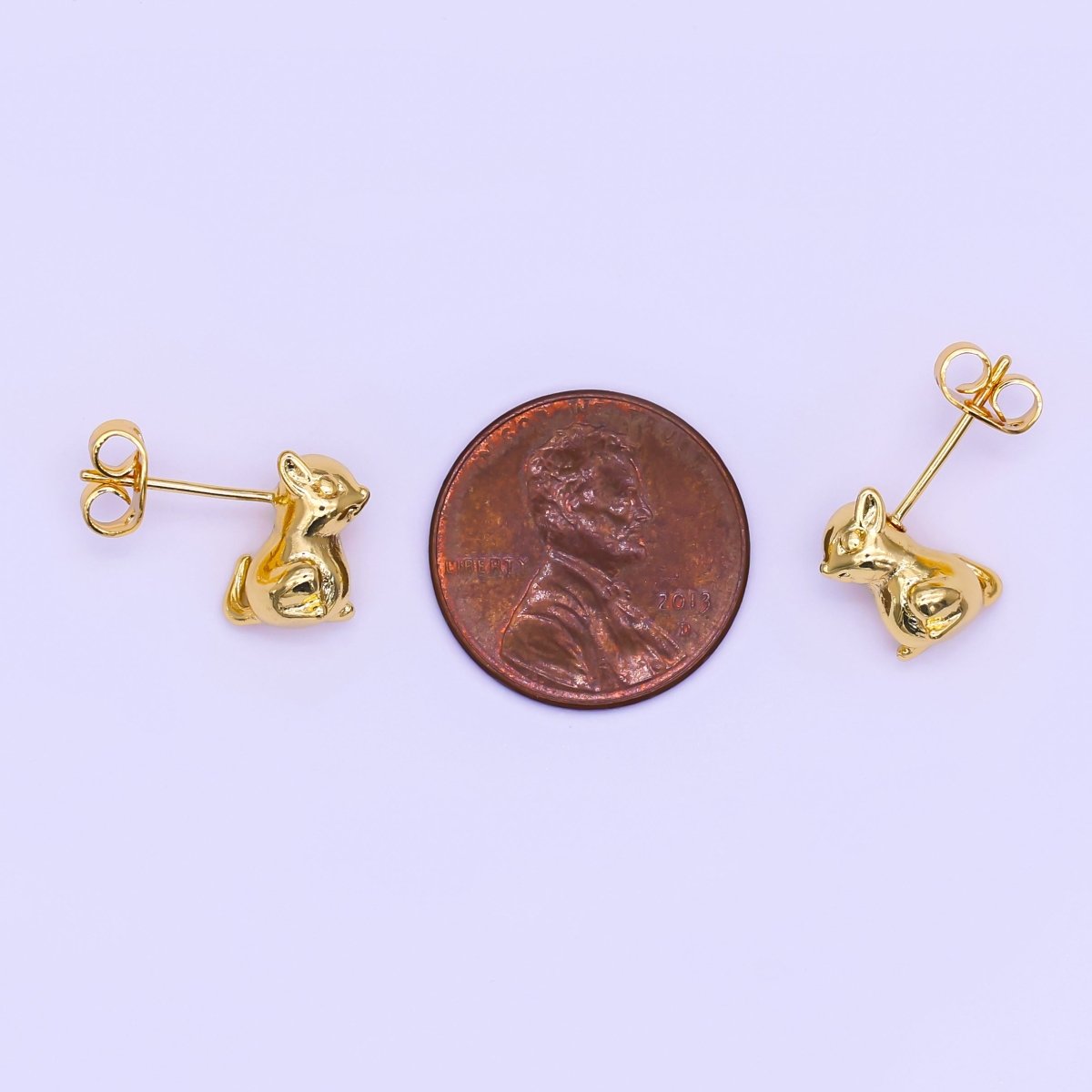 24K Gold Filled Cute Animal Multidimensional 3D Stud Earrings | V535 - DLUXCA