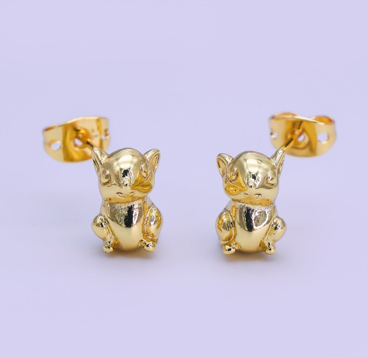 24K Gold Filled Cute Animal Multidimensional 3D Stud Earrings | V535 - DLUXCA