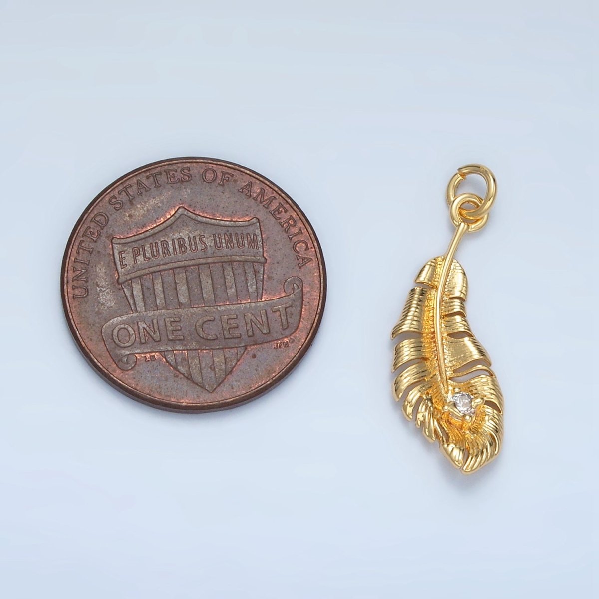 24K Gold Filled CZ Banana Leaf Nature Charm in Gold & Silver | E383 - DLUXCA