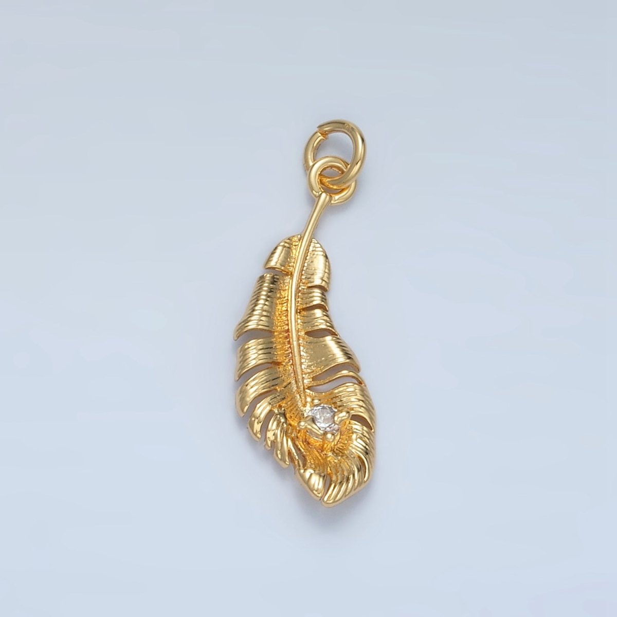 24K Gold Filled CZ Banana Leaf Nature Charm in Gold & Silver | E383 - DLUXCA
