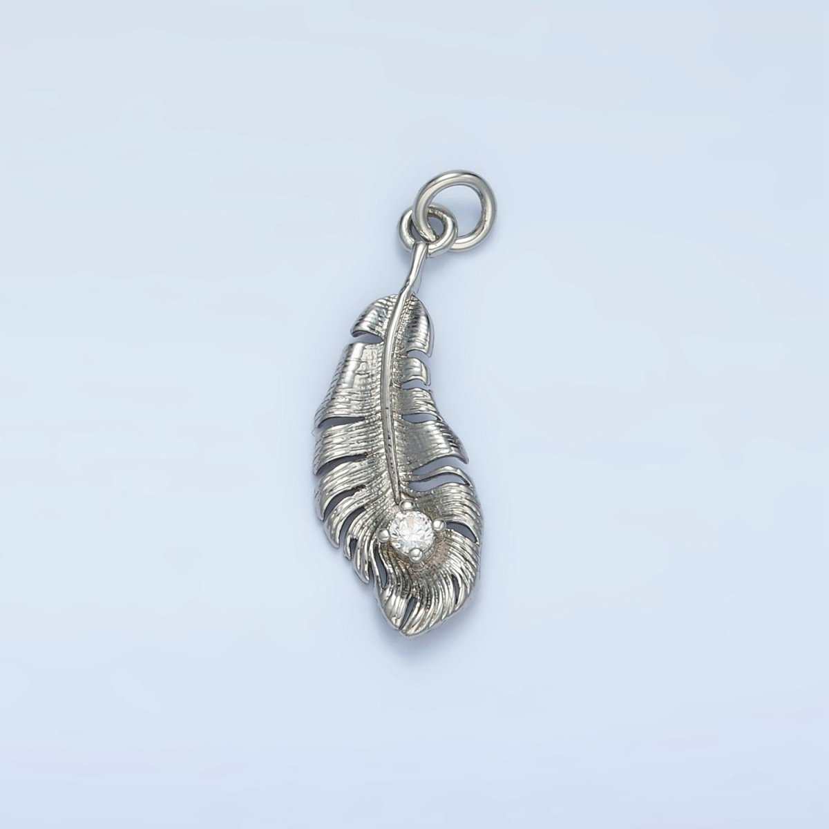 24K Gold Filled CZ Banana Leaf Nature Charm in Gold & Silver | E383 - DLUXCA