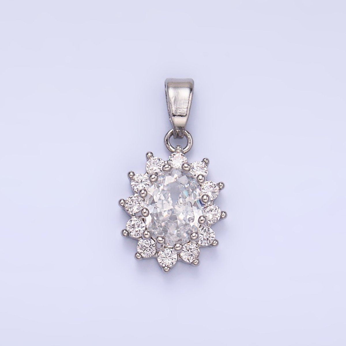 24K Gold Filled CZ Celestial Flower Pendant in Gold & Silver | AA1487 - AA1492 - DLUXCA