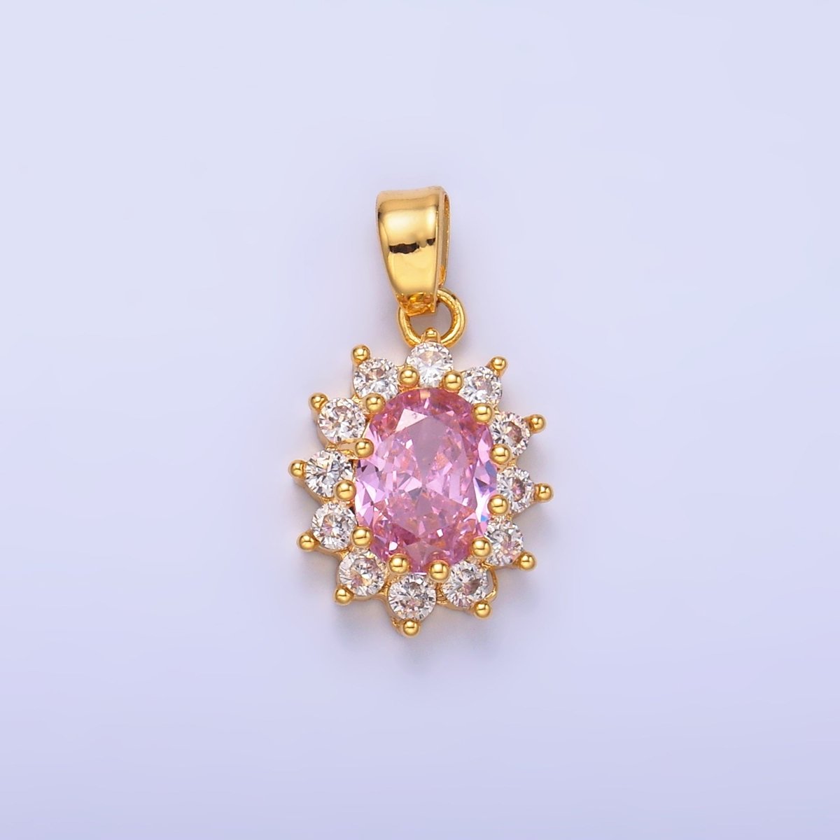 24K Gold Filled CZ Celestial Flower Pendant in Gold & Silver | AA1487 - AA1492 - DLUXCA