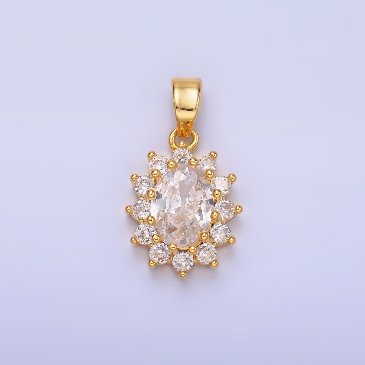 24K Gold Filled CZ Celestial Flower Pendant in Gold & Silver | AA1487 - AA1492 - DLUXCA