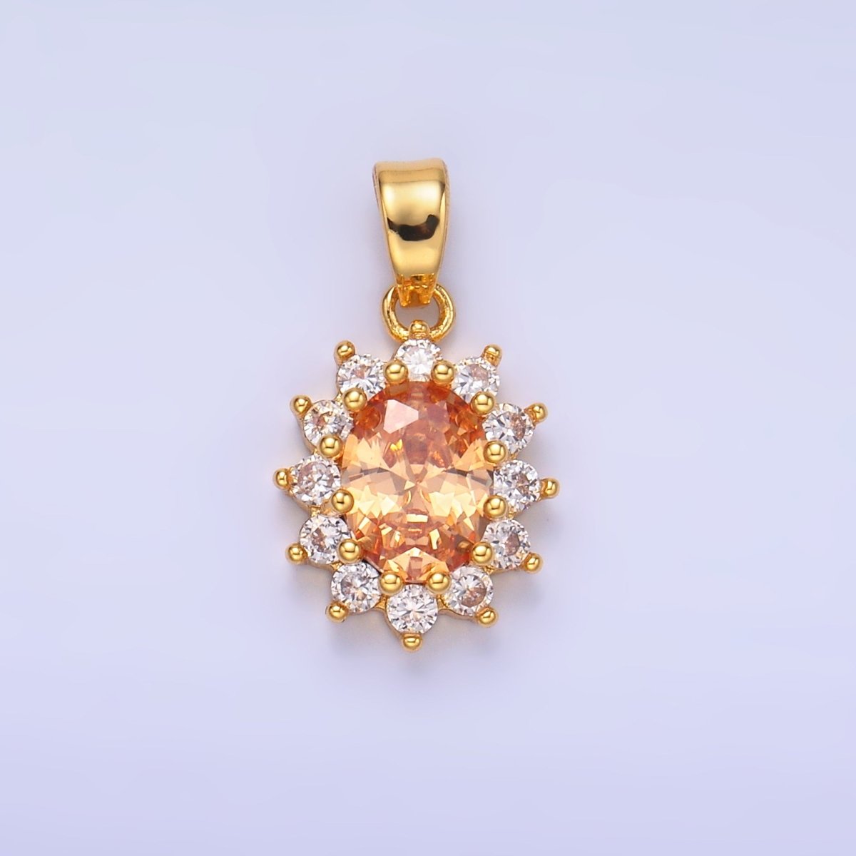 24K Gold Filled CZ Celestial Flower Pendant in Gold & Silver | AA1487 - AA1492 - DLUXCA