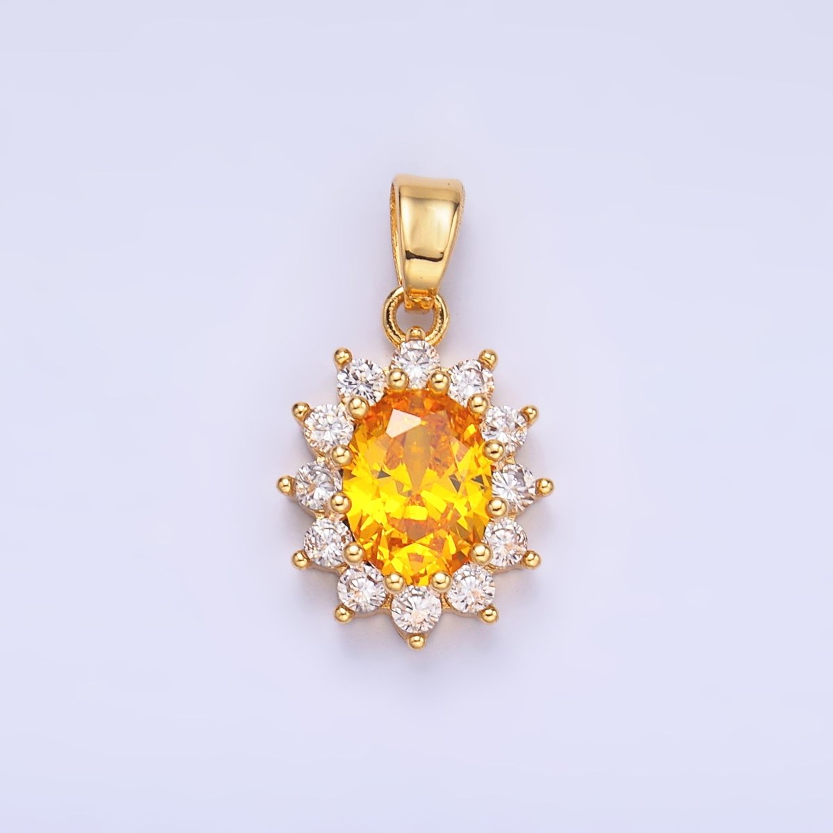24K Gold Filled CZ Celestial Flower Pendant in Gold & Silver | AA1487 - AA1492 - DLUXCA