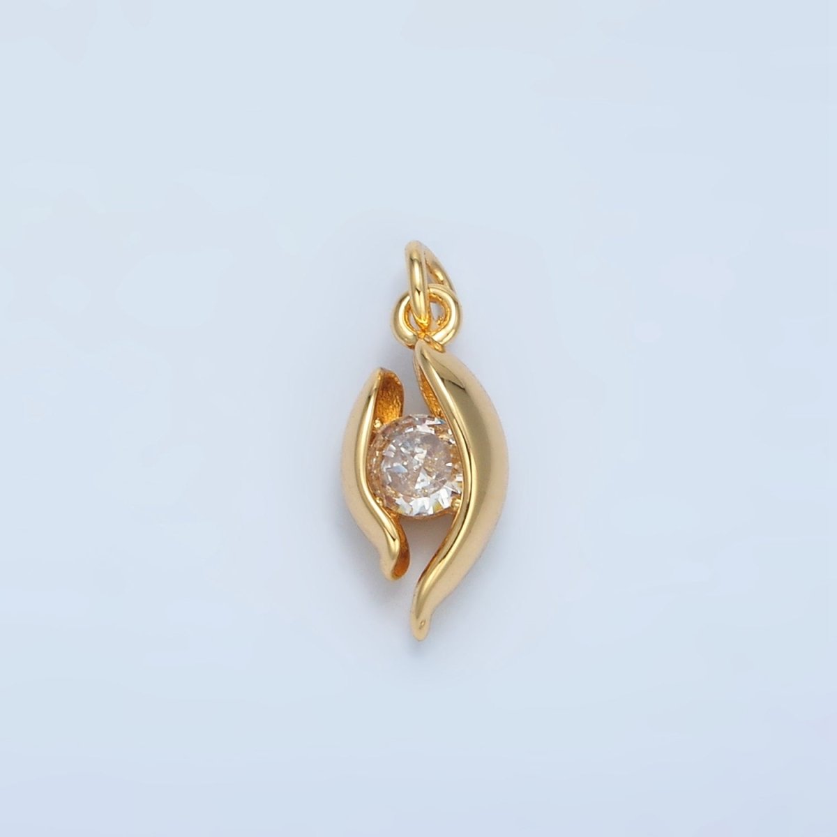 24K Gold Filled CZ Curved Band Geometric Mini Charm in Gold & Silver | E378 - DLUXCA
