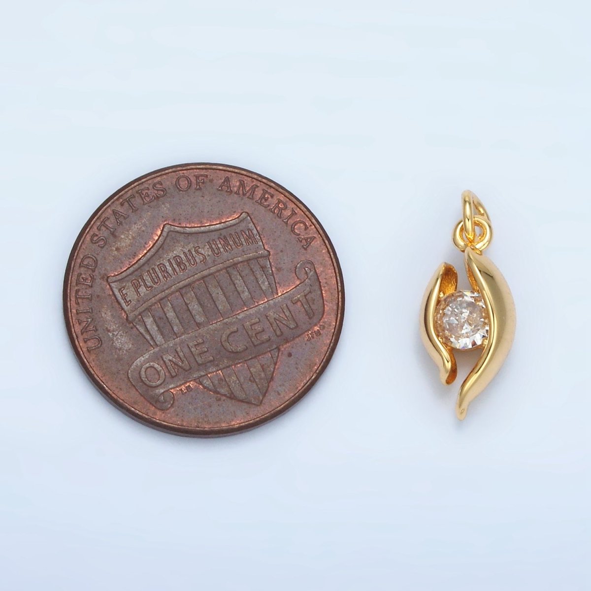 24K Gold Filled CZ Curved Band Geometric Mini Charm in Gold & Silver | E378 - DLUXCA