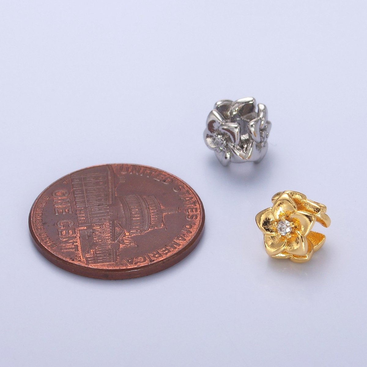 24K Gold Filled CZ Daffodil Flower Bead in Gold & Silver | B242 - DLUXCA