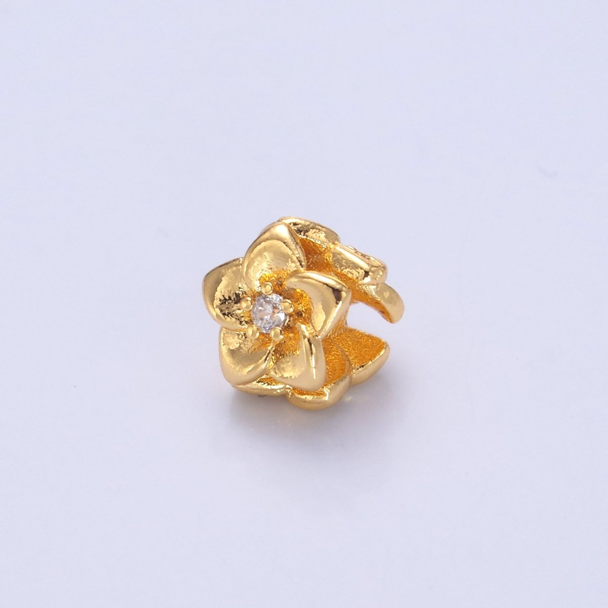 24K Gold Filled CZ Daffodil Flower Bead in Gold & Silver | B242 - DLUXCA