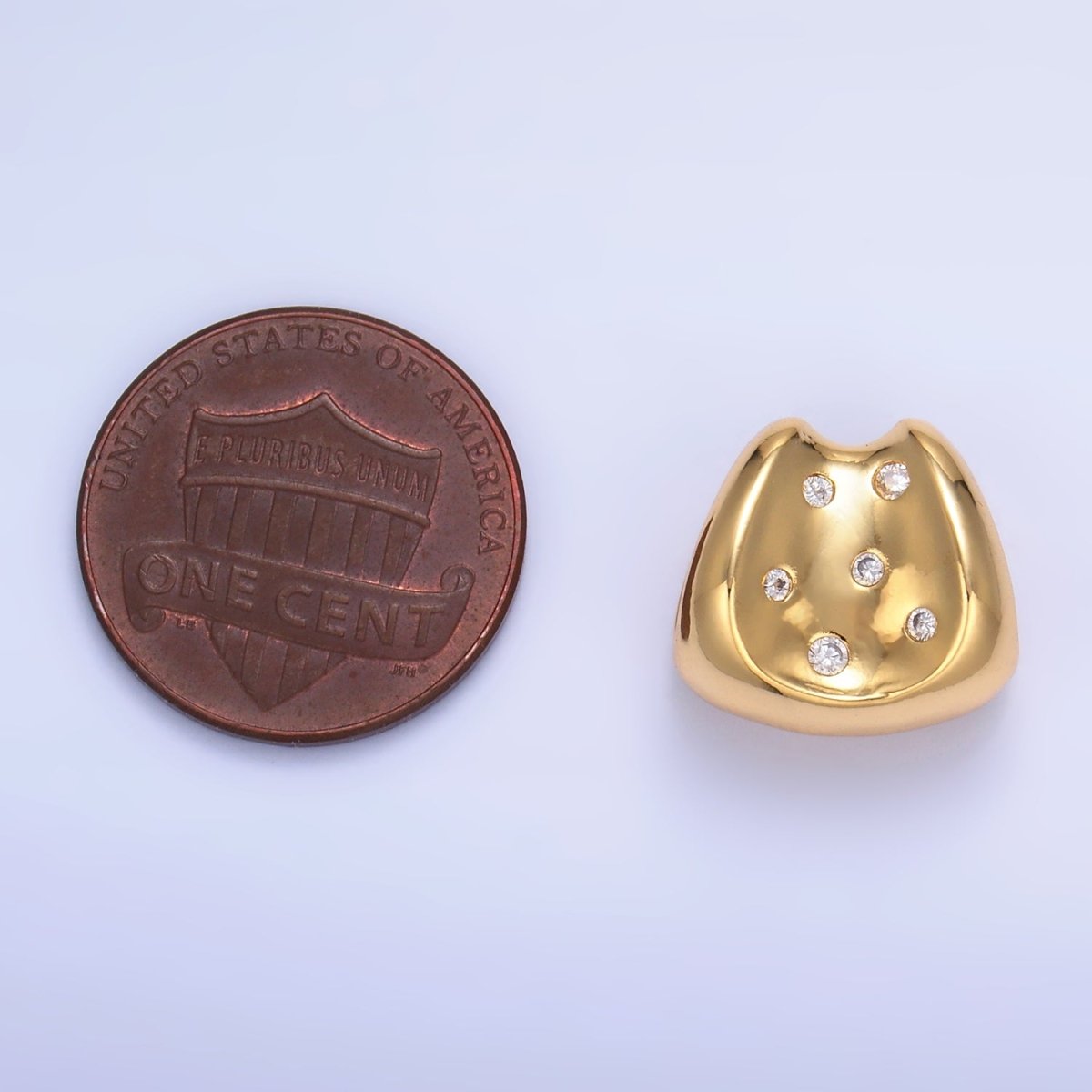 24K Gold Filled CZ Dotted Curved Bead in Gold & Silver | B289 - DLUXCA