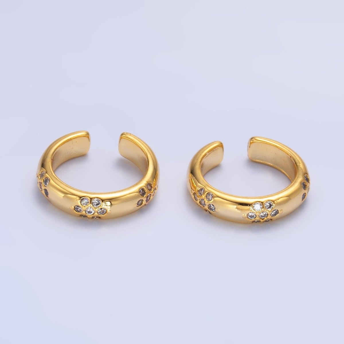 24K Gold Filled CZ Dotted Ear Cuff Earrings in Gold & Silver | AI171 AI172 - DLUXCA