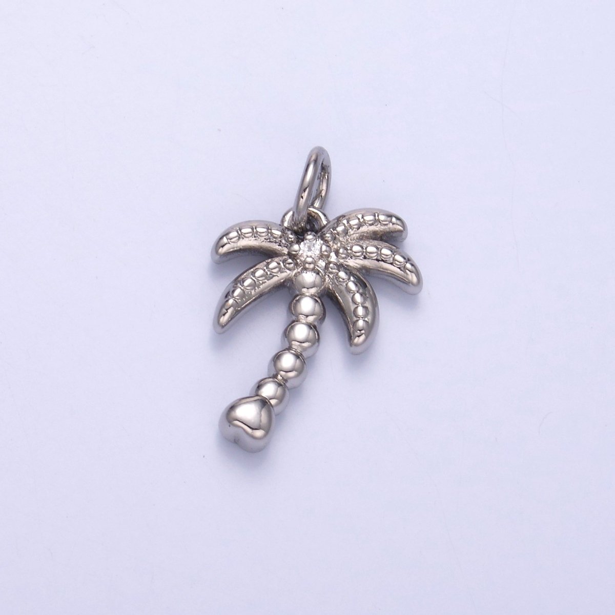 24K Gold Filled CZ Dotted Nature Palm Tree 3D Multidimensional Charm in Gold & Silver | N019 - DLUXCA