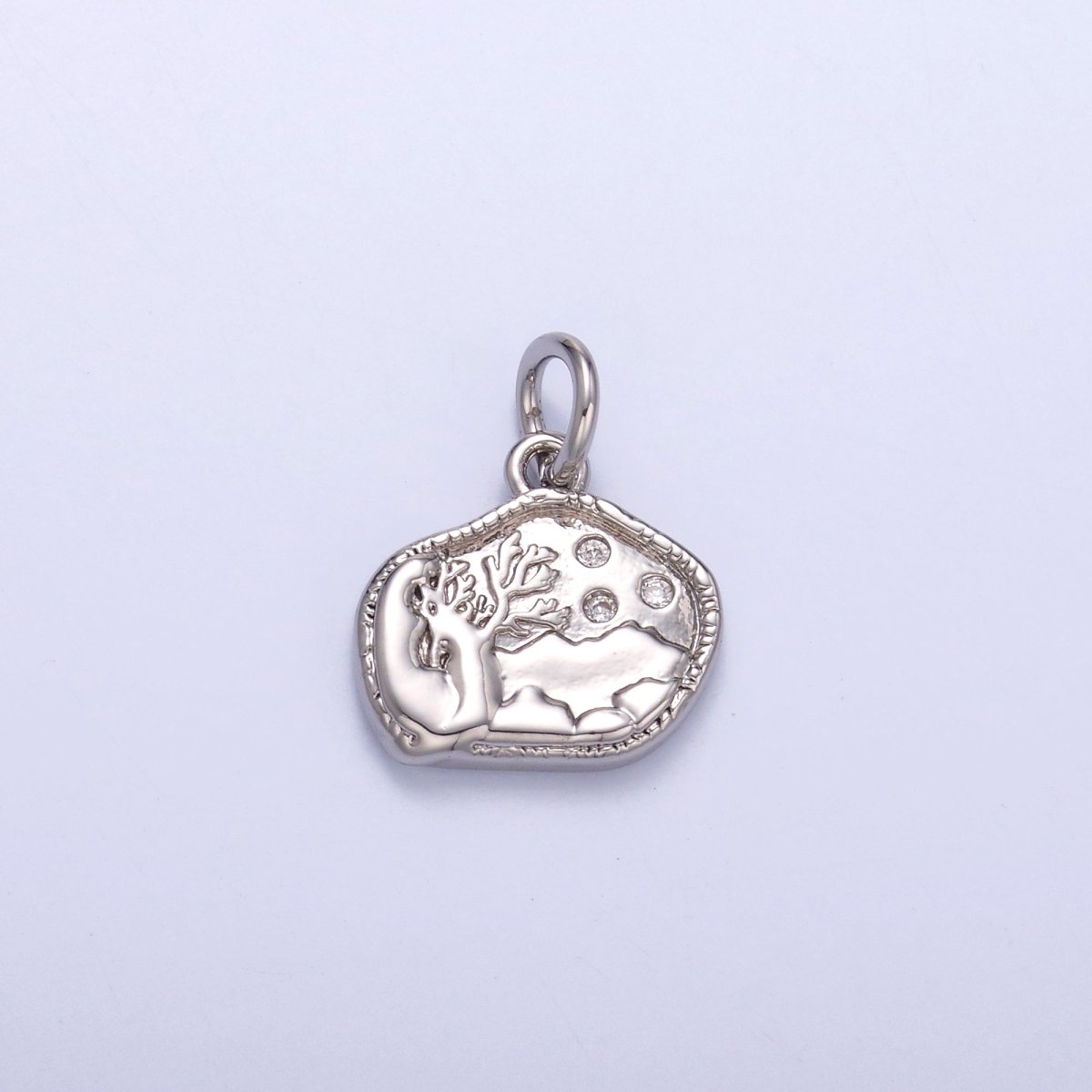 24K Gold Filled CZ Dotted Ocean Sea Coral Reef Charm in Gold & Silver | N072 - DLUXCA