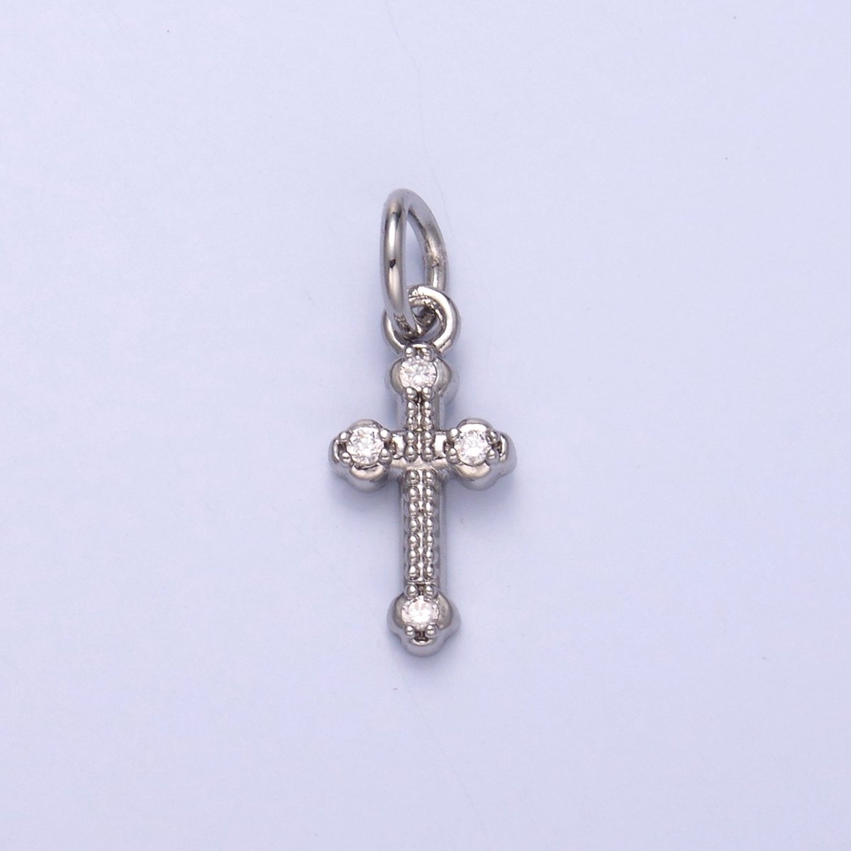 24K Gold Filled CZ Dotted Religious Cross Charm in Gold & Silver | N007 - DLUXCA