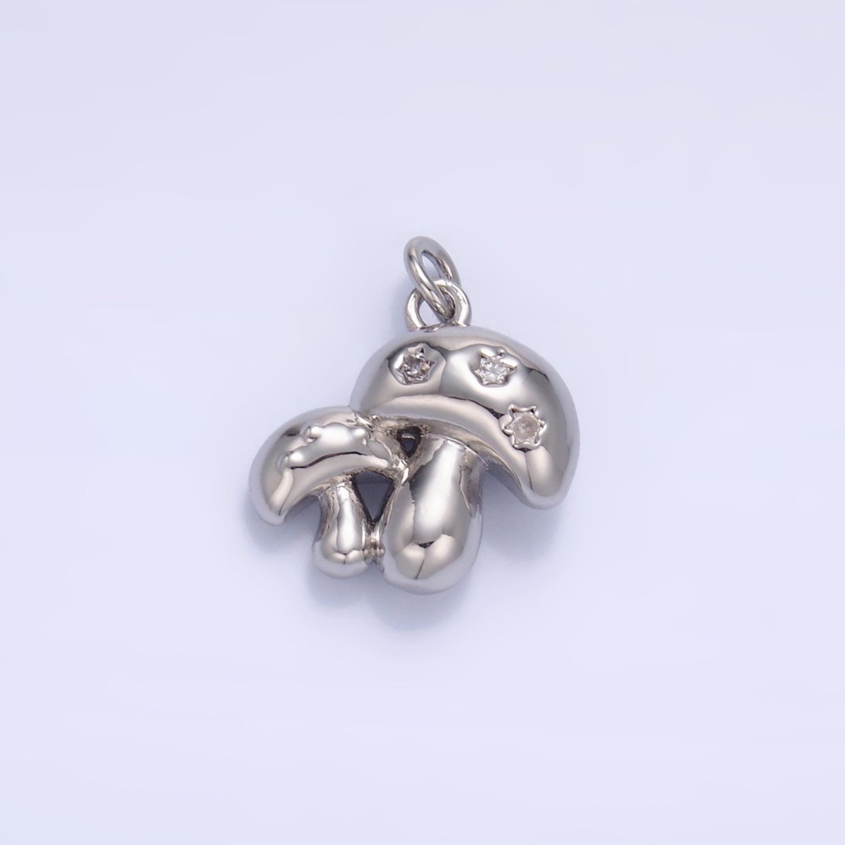24K Gold Filled CZ Double Mushroom 3D Multidimensional Charm in Gold & Silver | W884 - DLUXCA