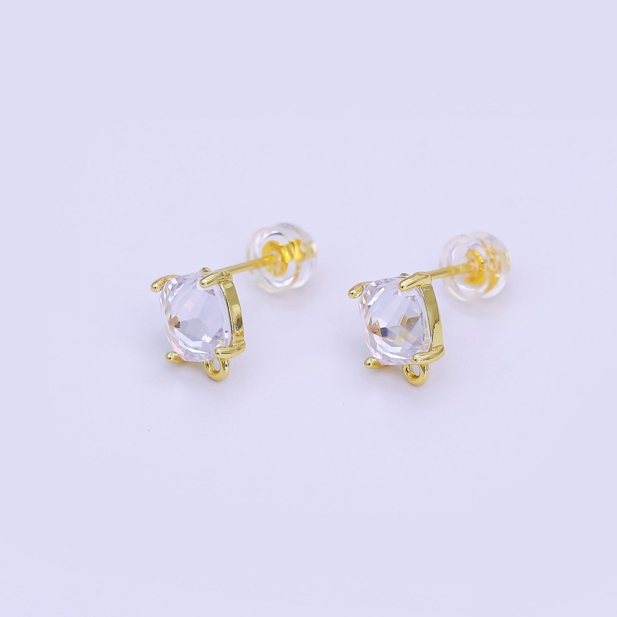 24K Gold Filled CZ Drop Stud Earrings Findings | Z1116 Z1273 - DLUXCA