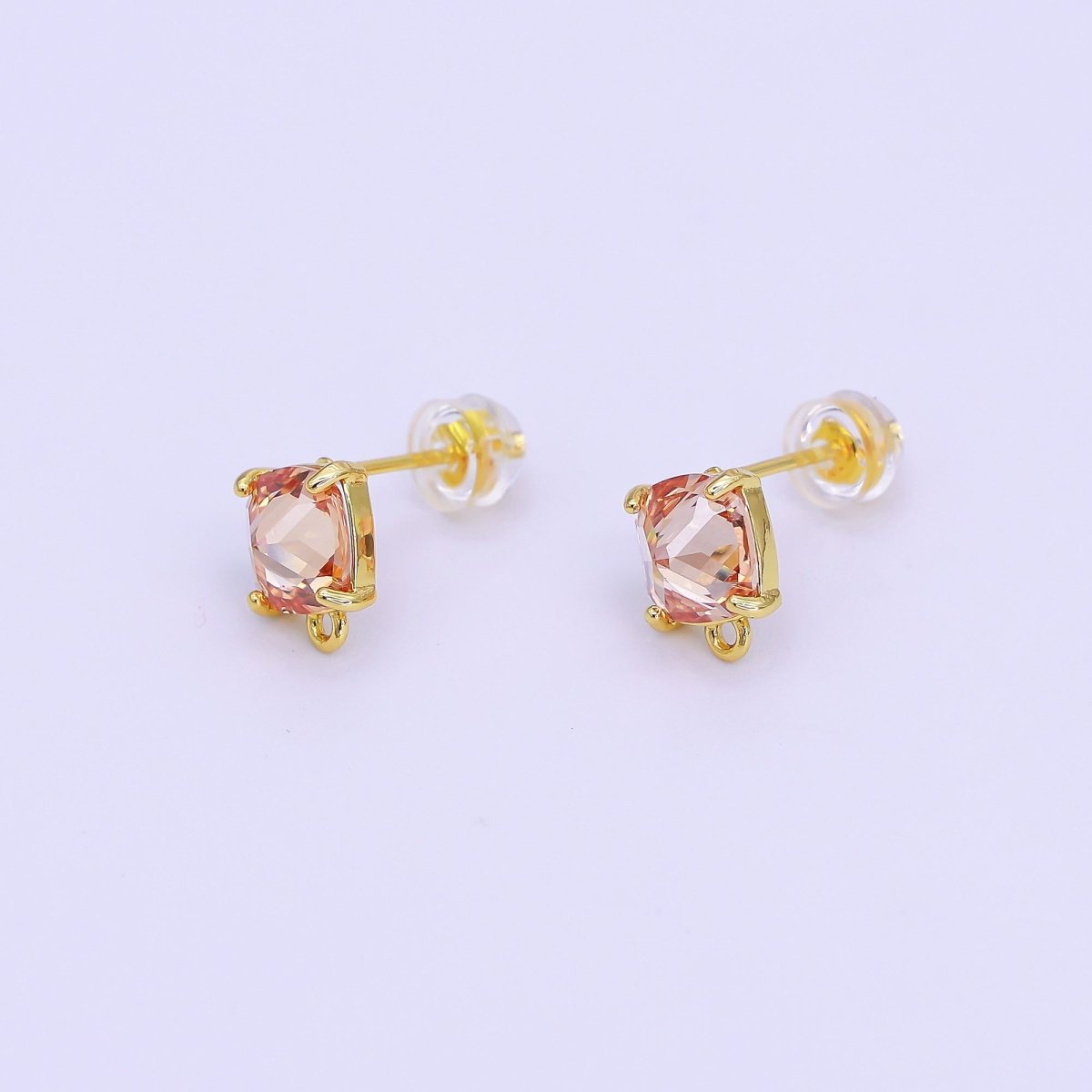 24K Gold Filled CZ Drop Stud Earrings Findings | Z1116 Z1273 - DLUXCA