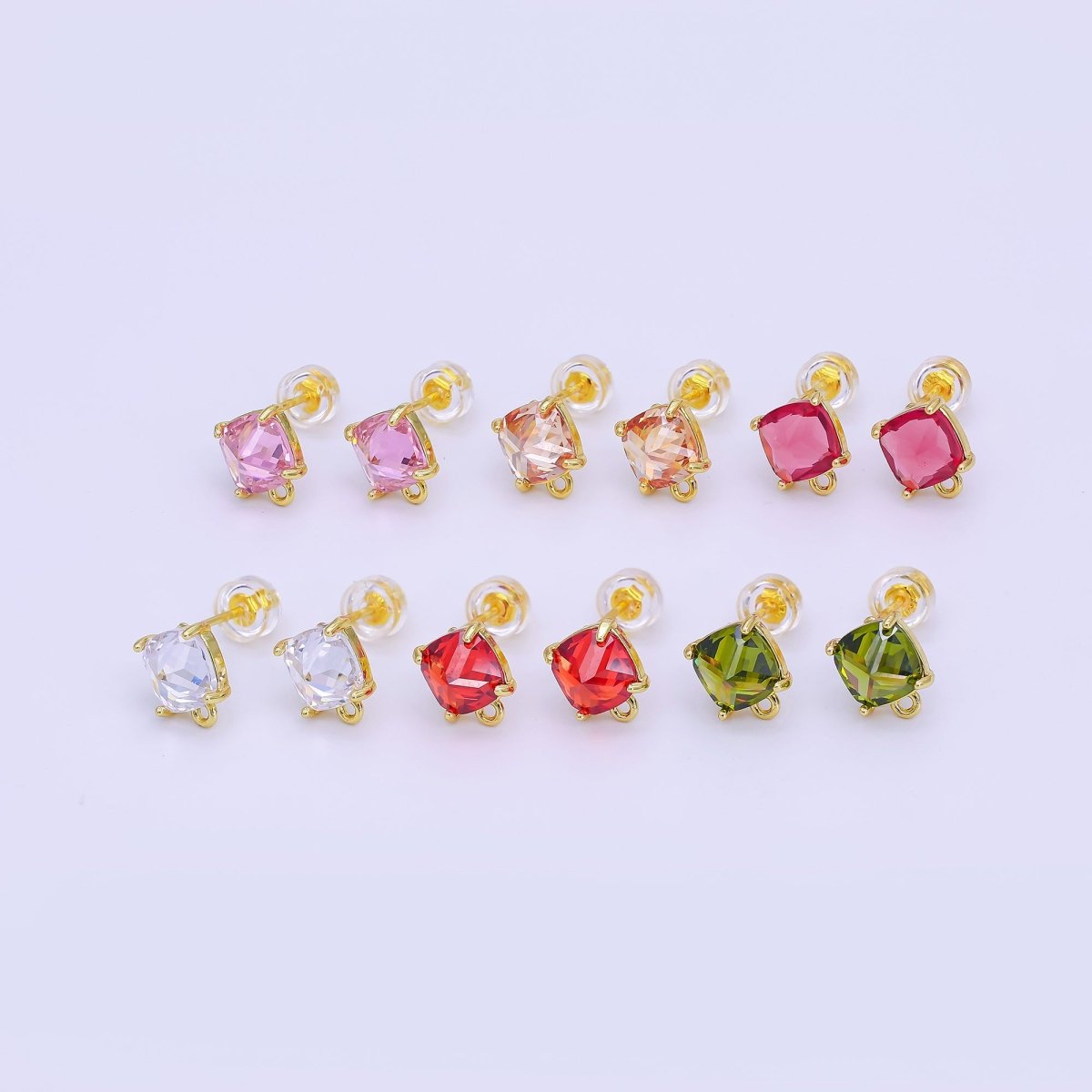 24K Gold Filled CZ Drop Stud Earrings Findings | Z1116 Z1273 - DLUXCA