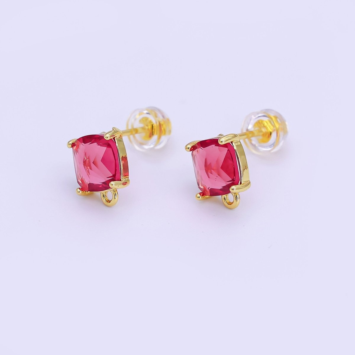 24K Gold Filled CZ Drop Stud Earrings Findings | Z1116 Z1273 - DLUXCA