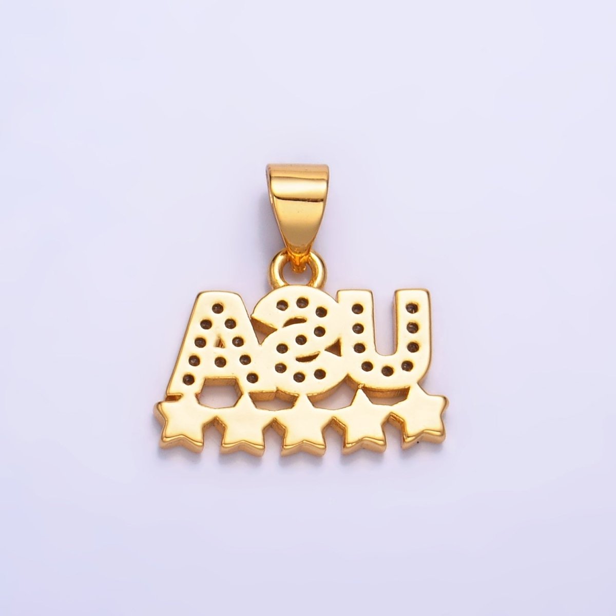 24K Gold Filled CZ Enamel Stars USA Patriotic 4th of July Pendant | AA - 1068 - DLUXCA