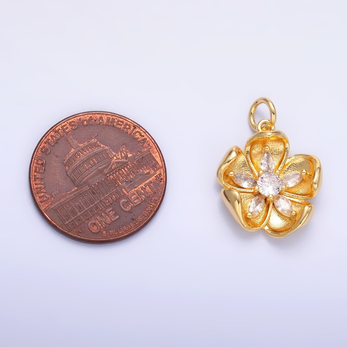 24K Gold Filled CZ Flower Mini Charm in Gold & Silver | C014 - DLUXCA
