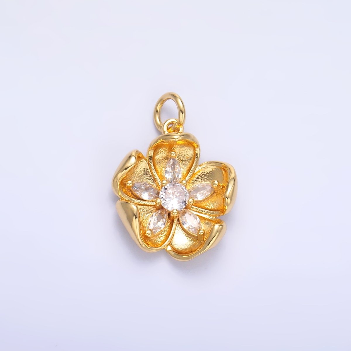 24K Gold Filled CZ Flower Mini Charm in Gold & Silver | C014 - DLUXCA