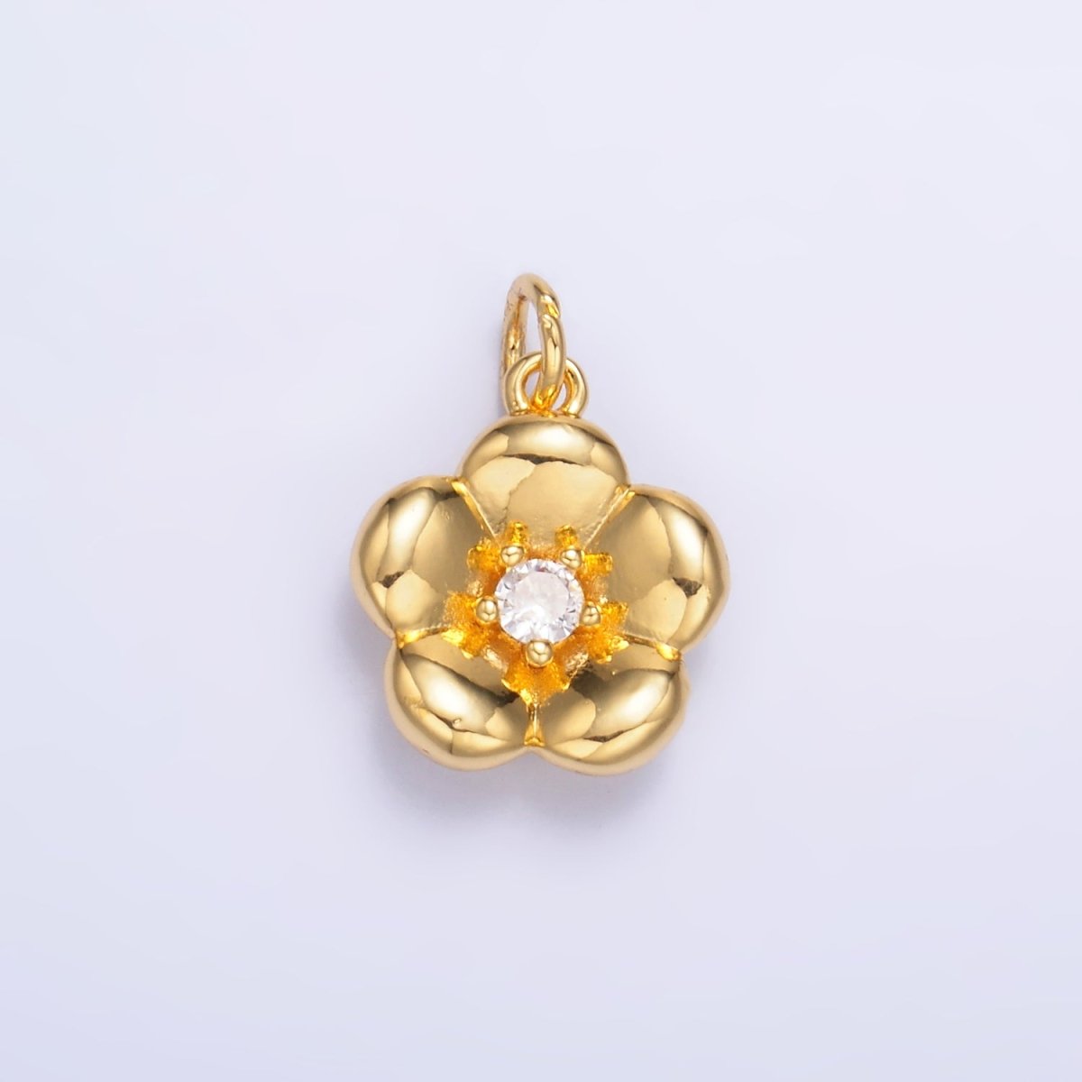 24K Gold Filled CZ Flower Multidimensional 3D Charm in Gold & Silver | W869 - DLUXCA