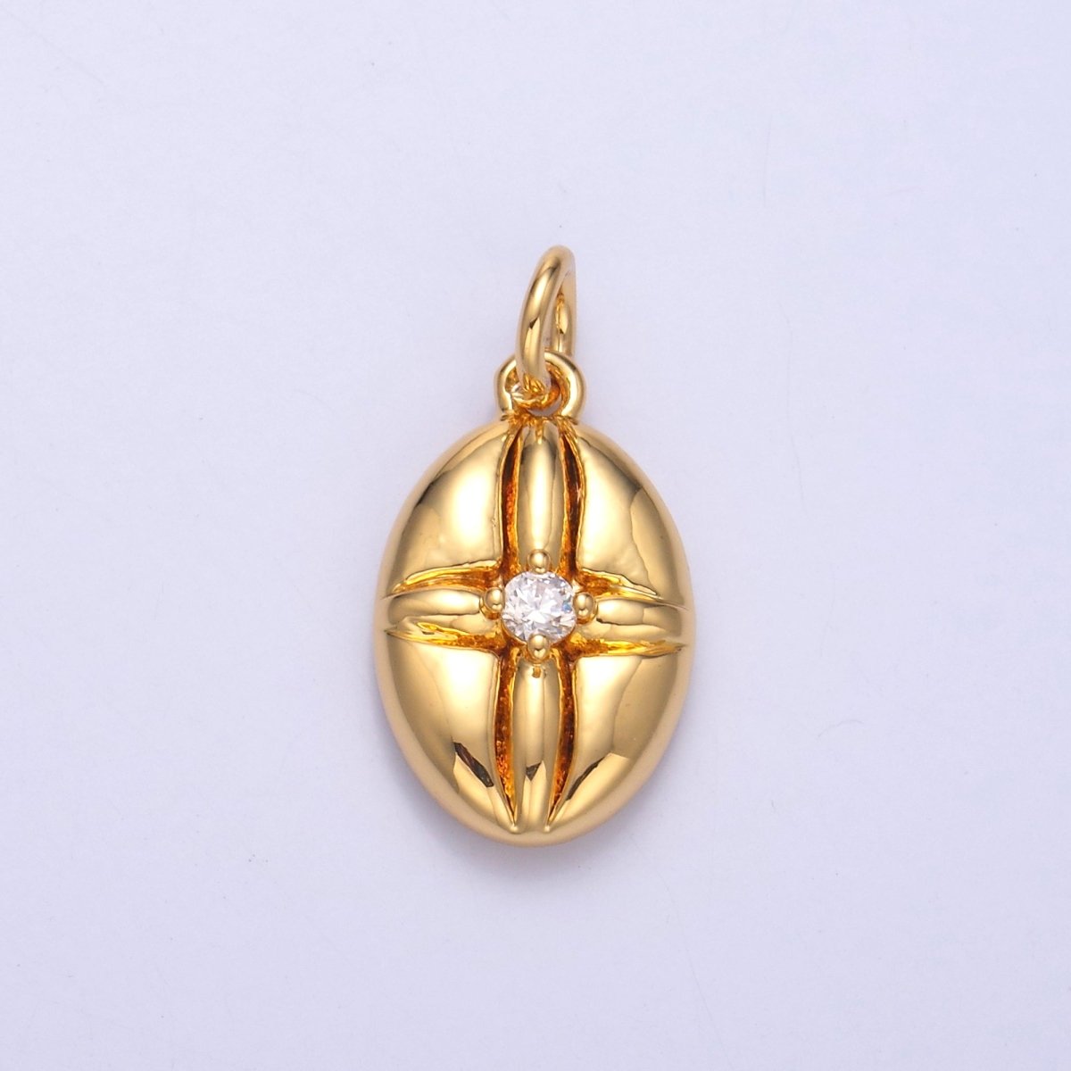 24K Gold Filled CZ Flower Oval Charm in Gold & Silver | N074 - DLUXCA