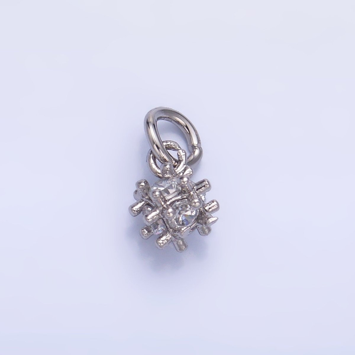 24K Gold Filled CZ Geometric Bar Square Mini Charm in Gold & Silver | W887 - DLUXCA