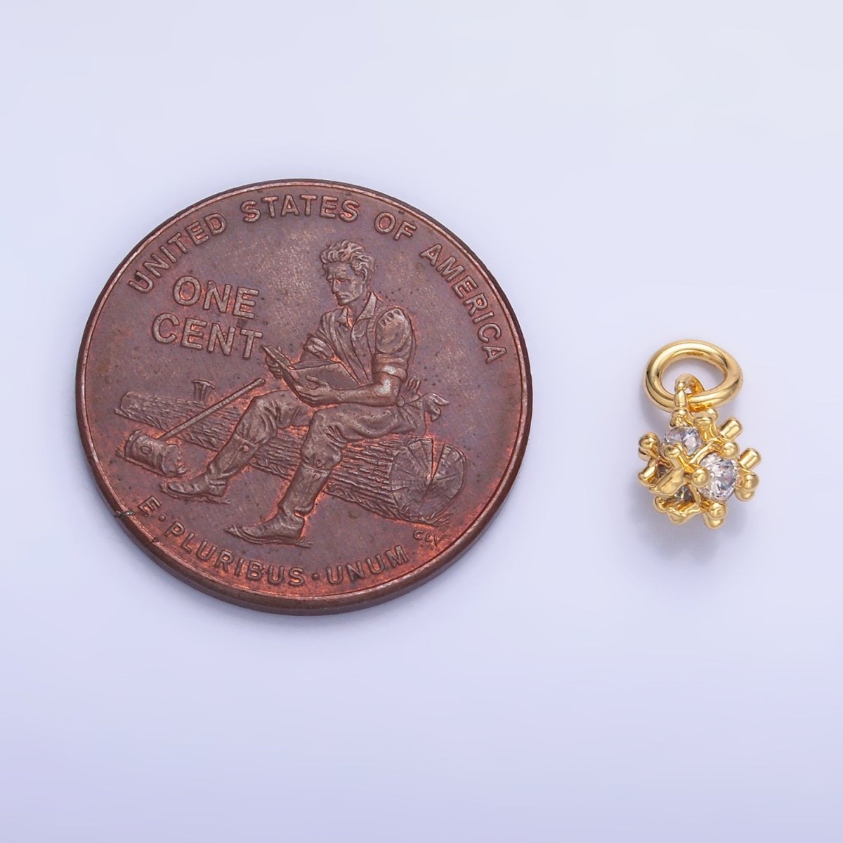 24K Gold Filled CZ Geometric Bar Square Mini Charm in Gold & Silver | W887 - DLUXCA