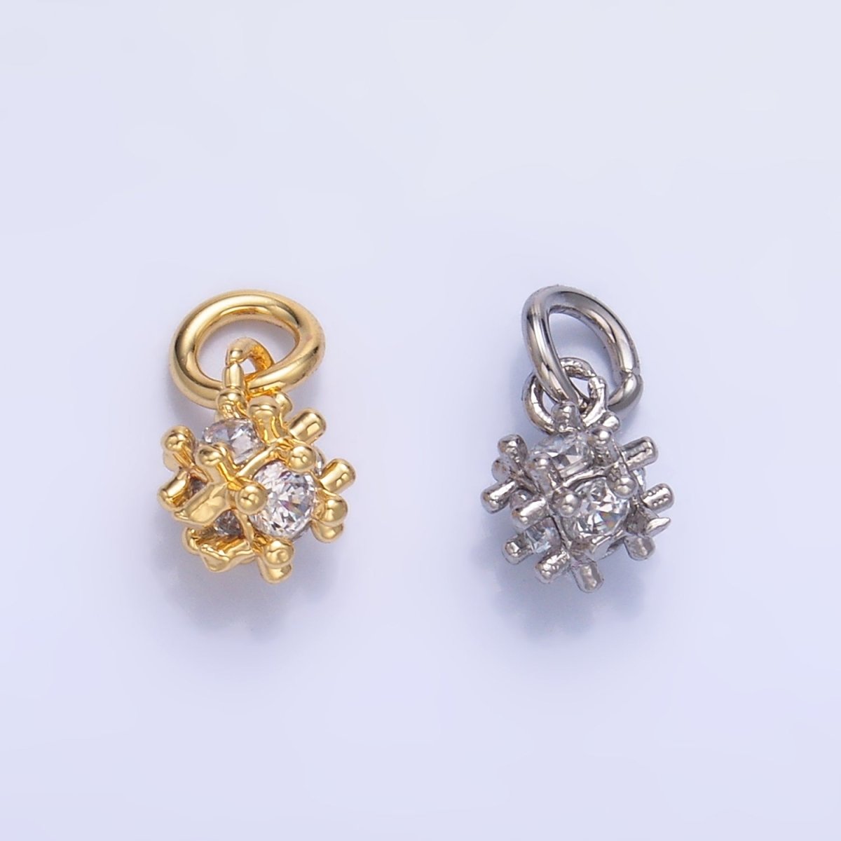 24K Gold Filled CZ Geometric Bar Square Mini Charm in Gold & Silver | W887 - DLUXCA