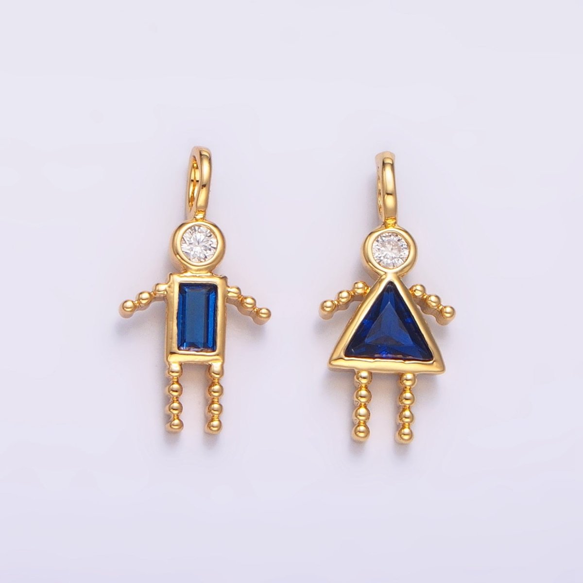 24K Gold Filled CZ Geometric Figure People Set Charm | W068 - W073 - DLUXCA