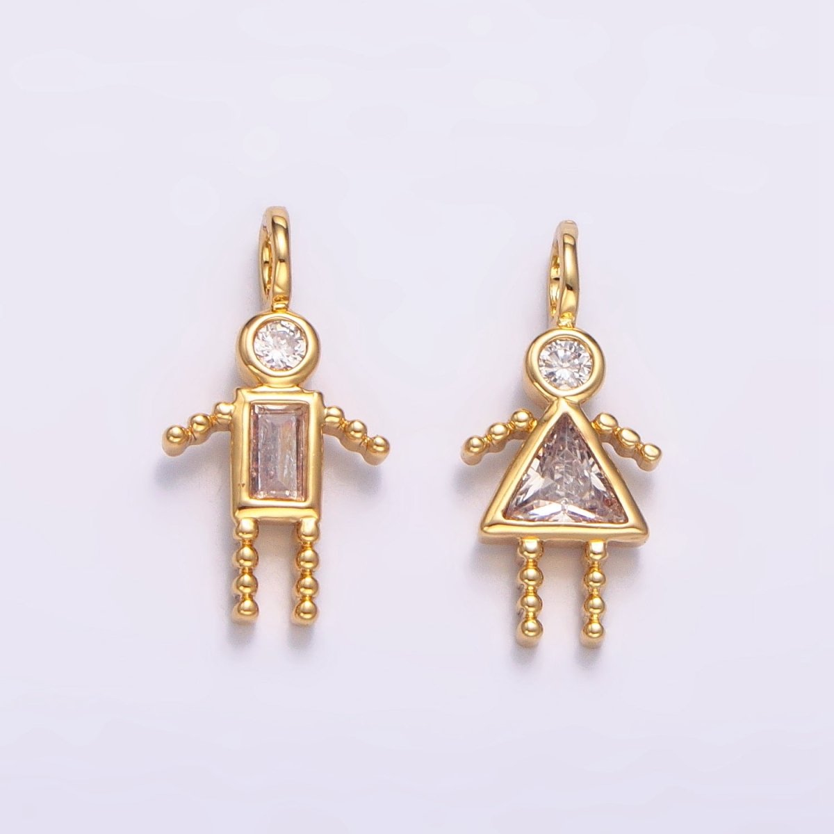 24K Gold Filled CZ Geometric Figure People Set Charm | W068 - W073 - DLUXCA