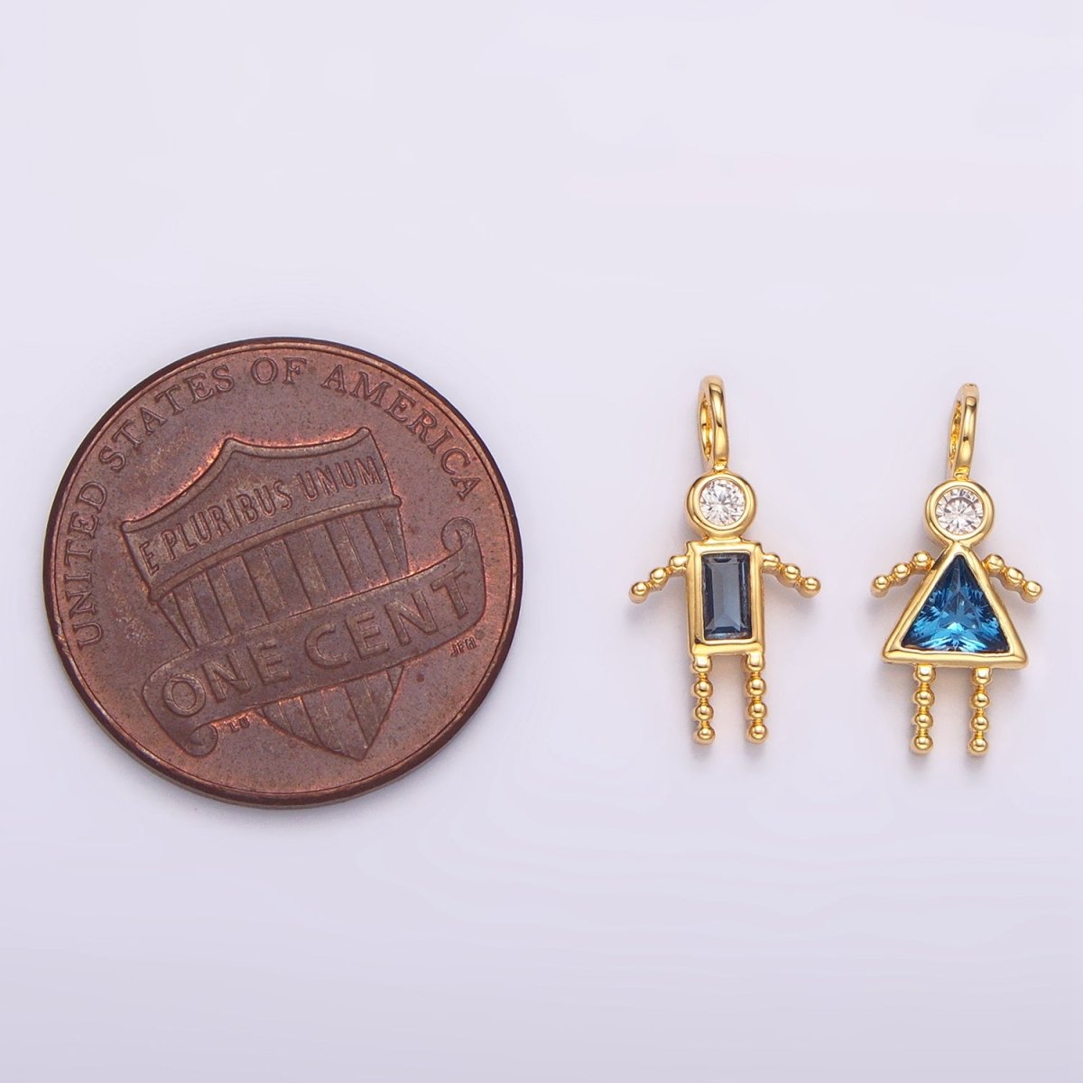 24K Gold Filled CZ Geometric Figure People Set Charm | W068 - W073 - DLUXCA