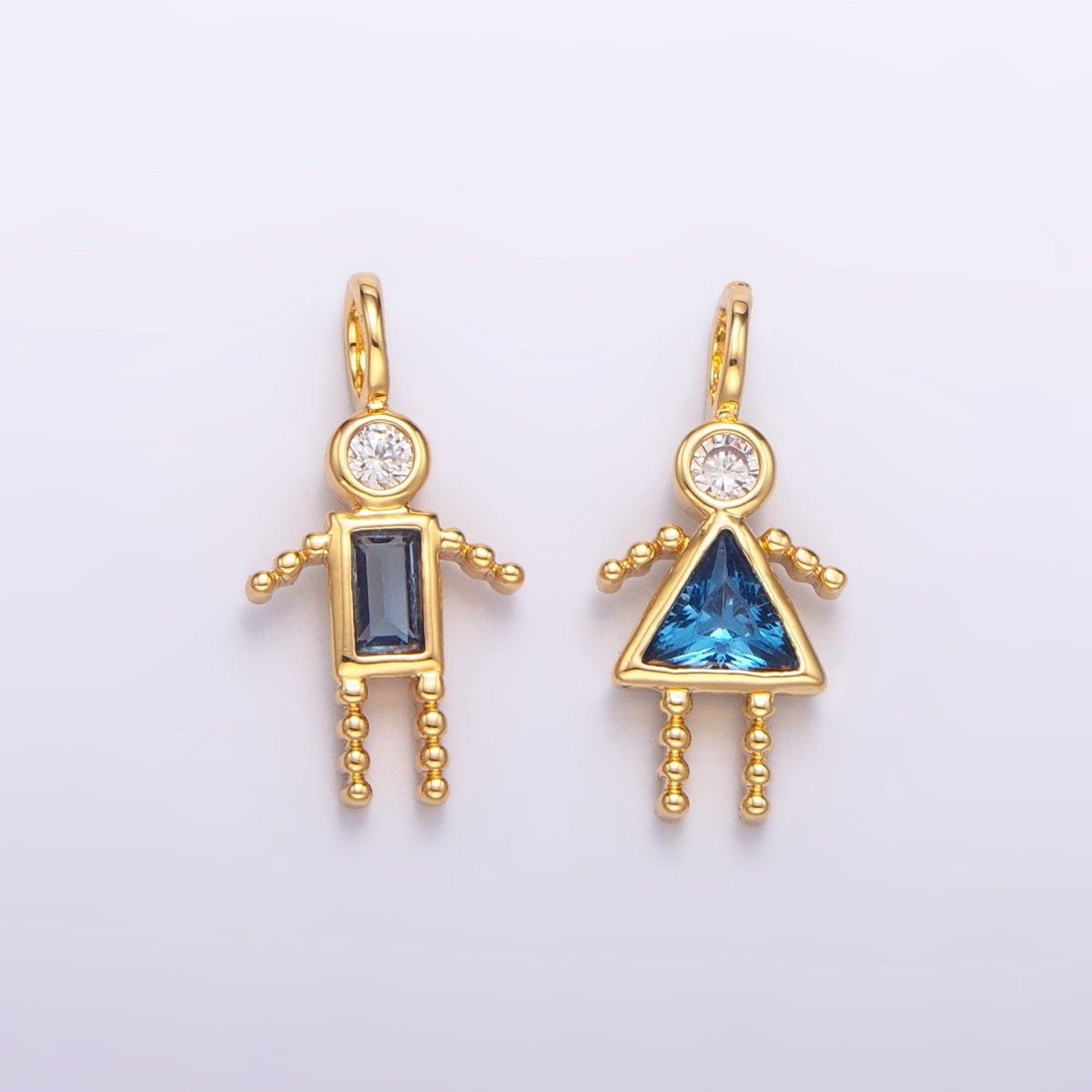24K Gold Filled CZ Geometric Figure People Set Charm | W068 - W073 - DLUXCA