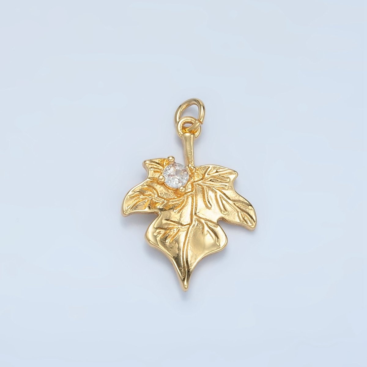 24K Gold Filled CZ Maple Leaf Nature Charm in Gold & Silver | E376 - DLUXCA