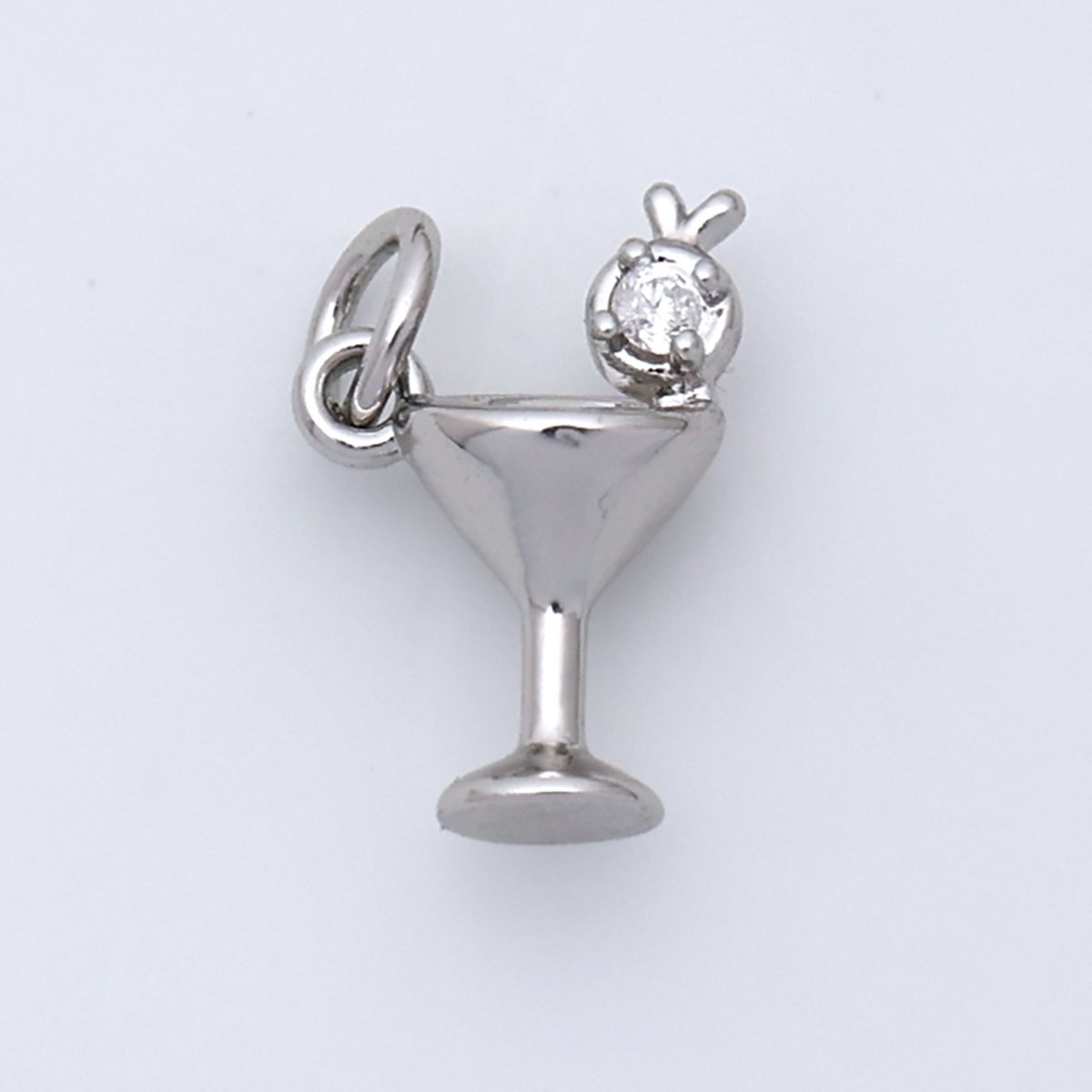 24K Gold Filled CZ Martini Alcoholic Drink 3D Multidimensional Charm in Gold & Silver | W805 - DLUXCA
