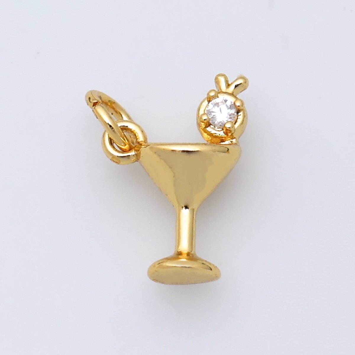 24K Gold Filled CZ Martini Alcoholic Drink 3D Multidimensional Charm in Gold & Silver | W805 - DLUXCA