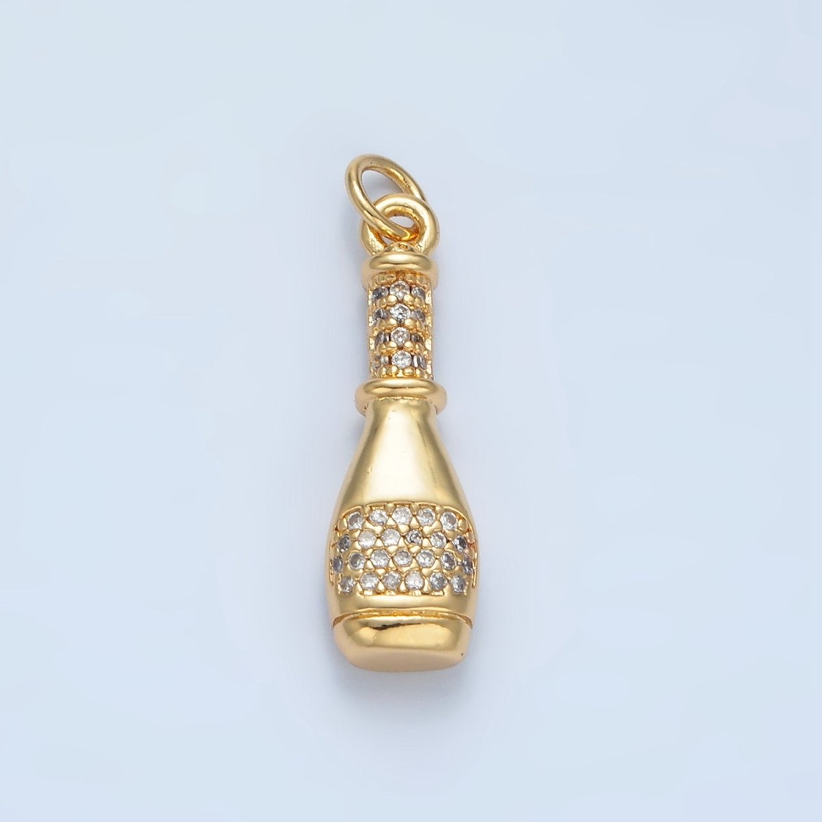 24k Gold Filled CZ Micro Paved Wine Bottle Charm | AG - 894 - DLUXCA