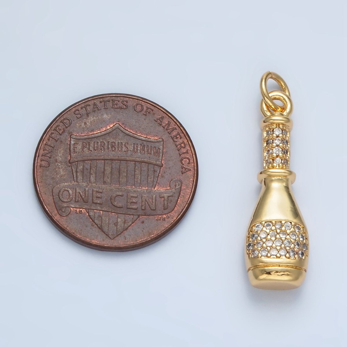 24k Gold Filled CZ Micro Paved Wine Bottle Charm | AG - 894 - DLUXCA