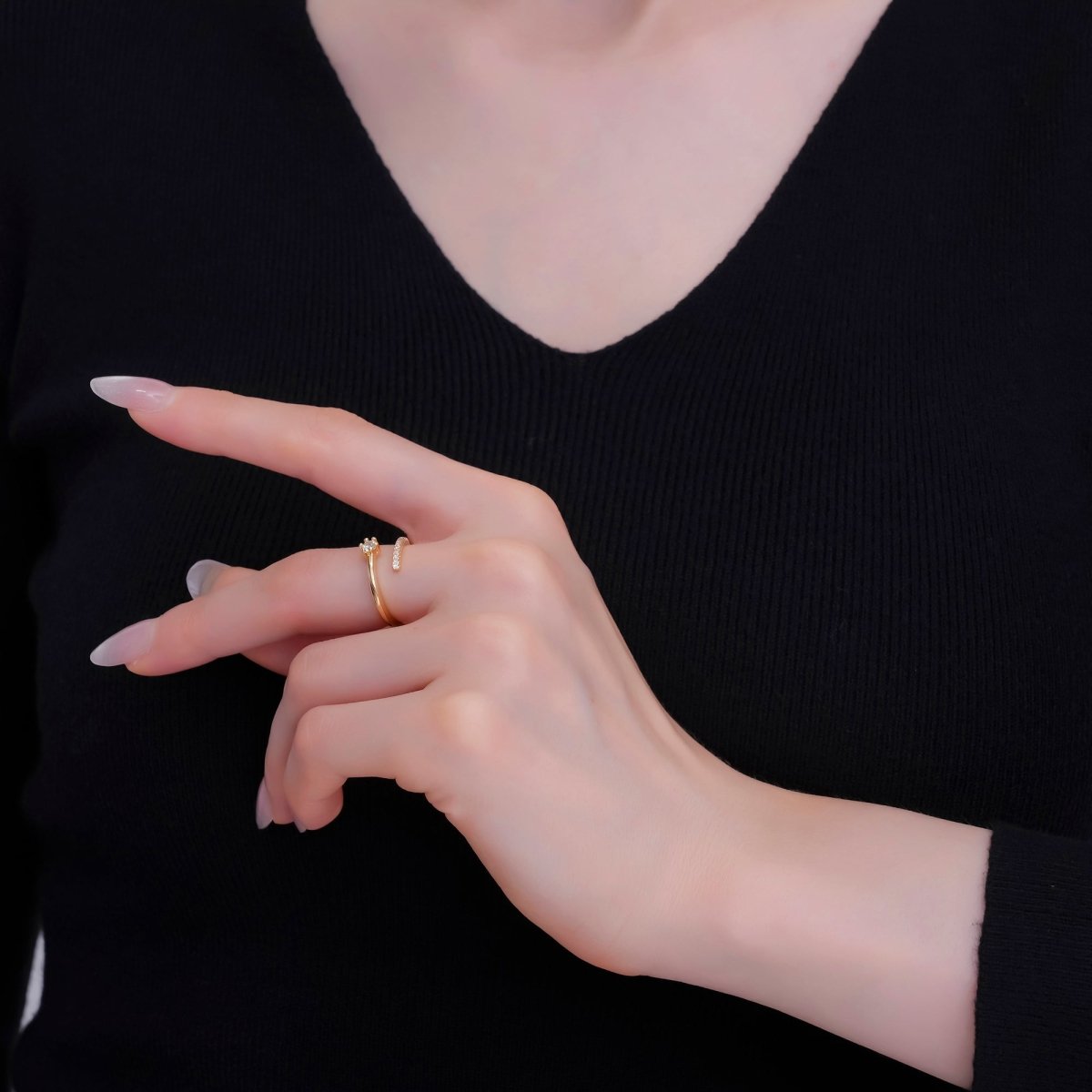 24K Gold Filled CZ Micro Paved Wrap Ring | O668 - DLUXCA