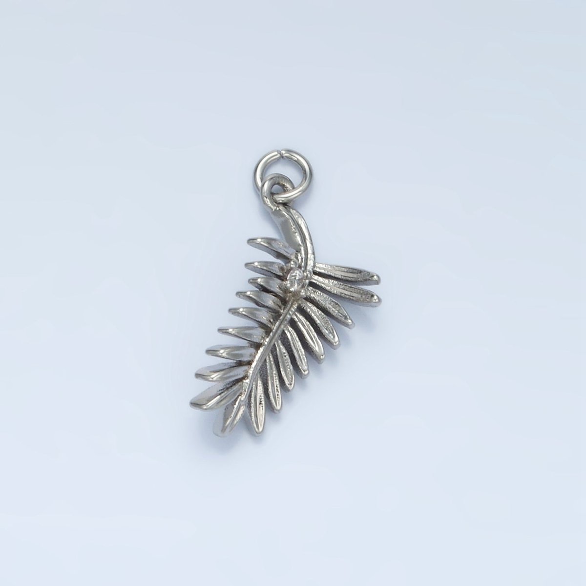 24K Gold Filled CZ Palm Leaf Nature Charm in Gold & Silver | E377 - DLUXCA
