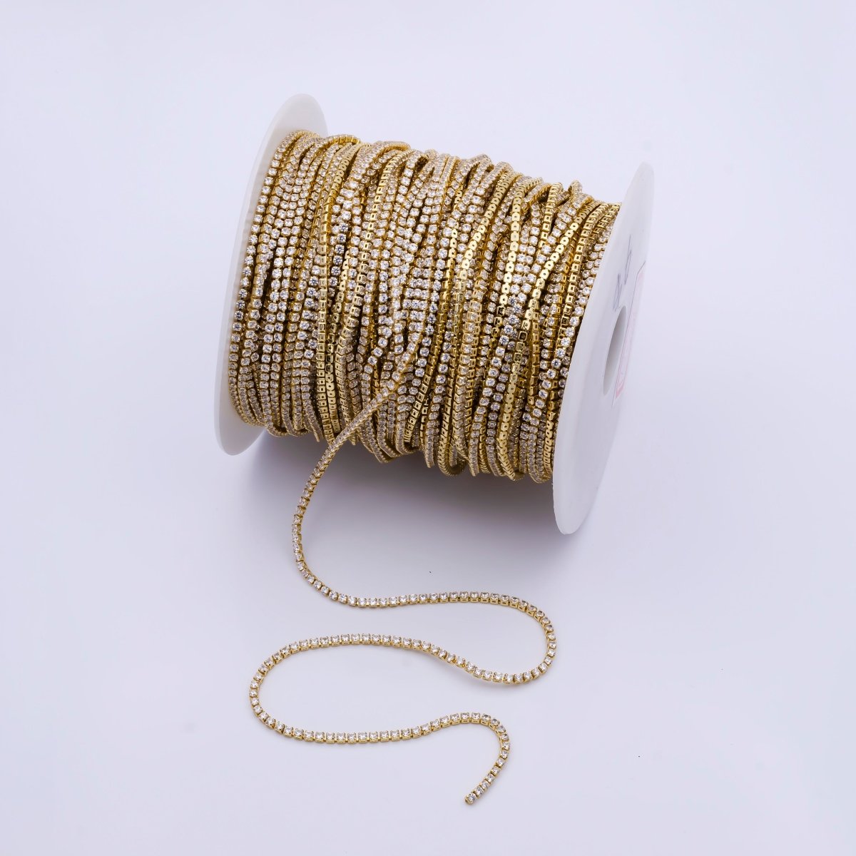 24K Gold Filled CZ Paved Tennis Bulk Chain in Gold & Silver by Yard | Roll - 829 & Roll - 1533 - DLUXCA