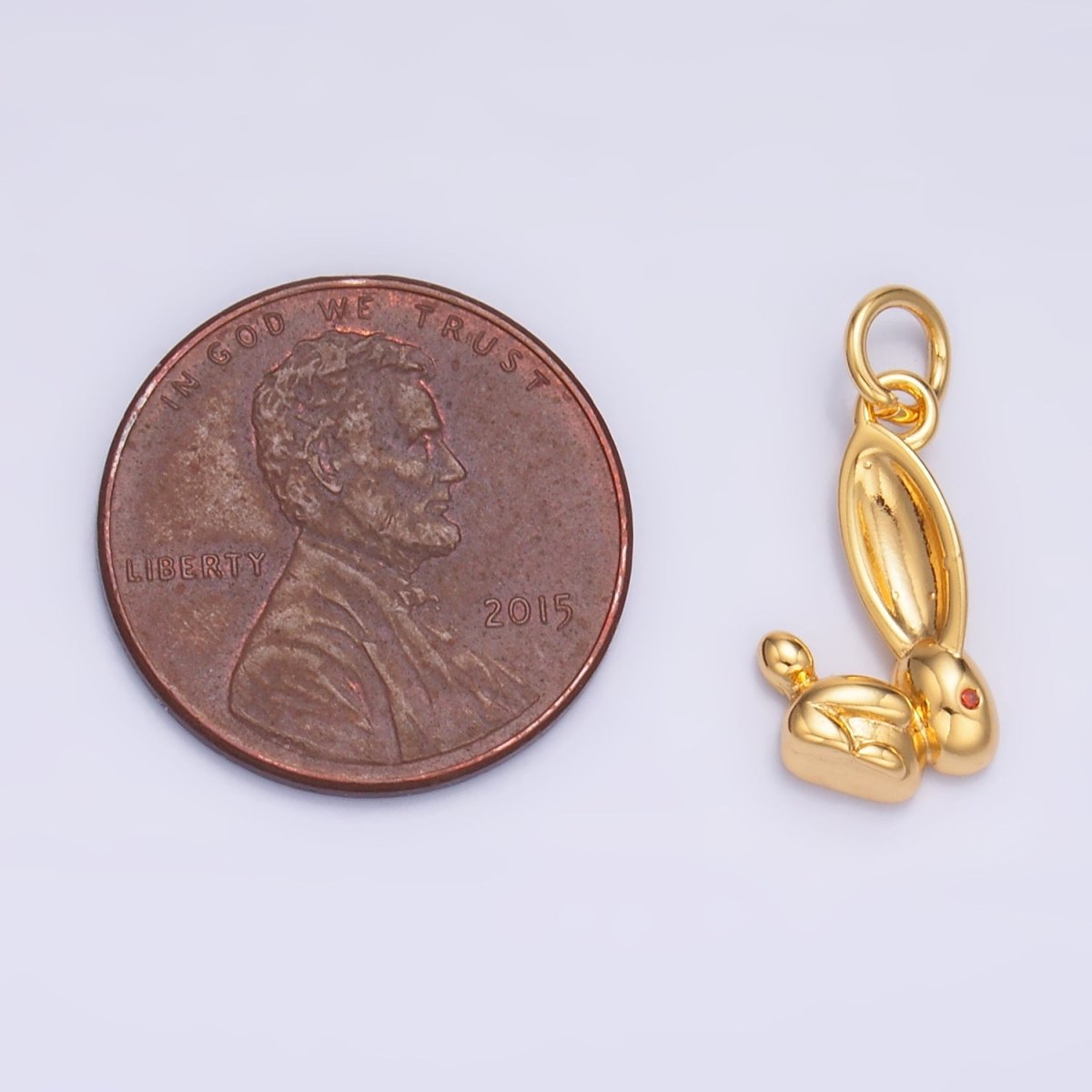 24K Gold Filled CZ Rabbit Bunny Multidimensional 3D Charm in Gold & Silver | M174 - DLUXCA