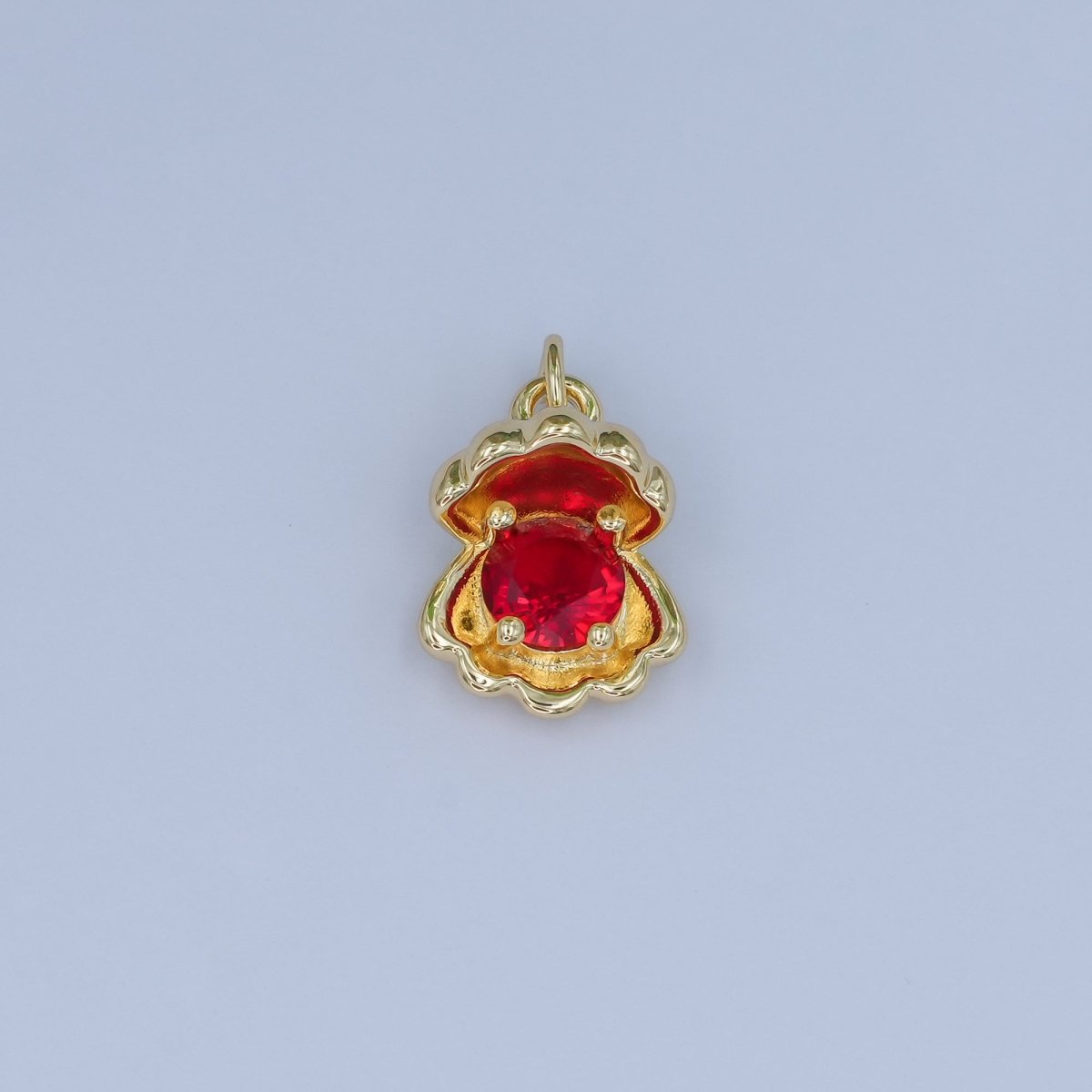 24K Gold Filled CZ Sea Shell Clam 3D Multidimensional Charm | N033 - DLUXCA